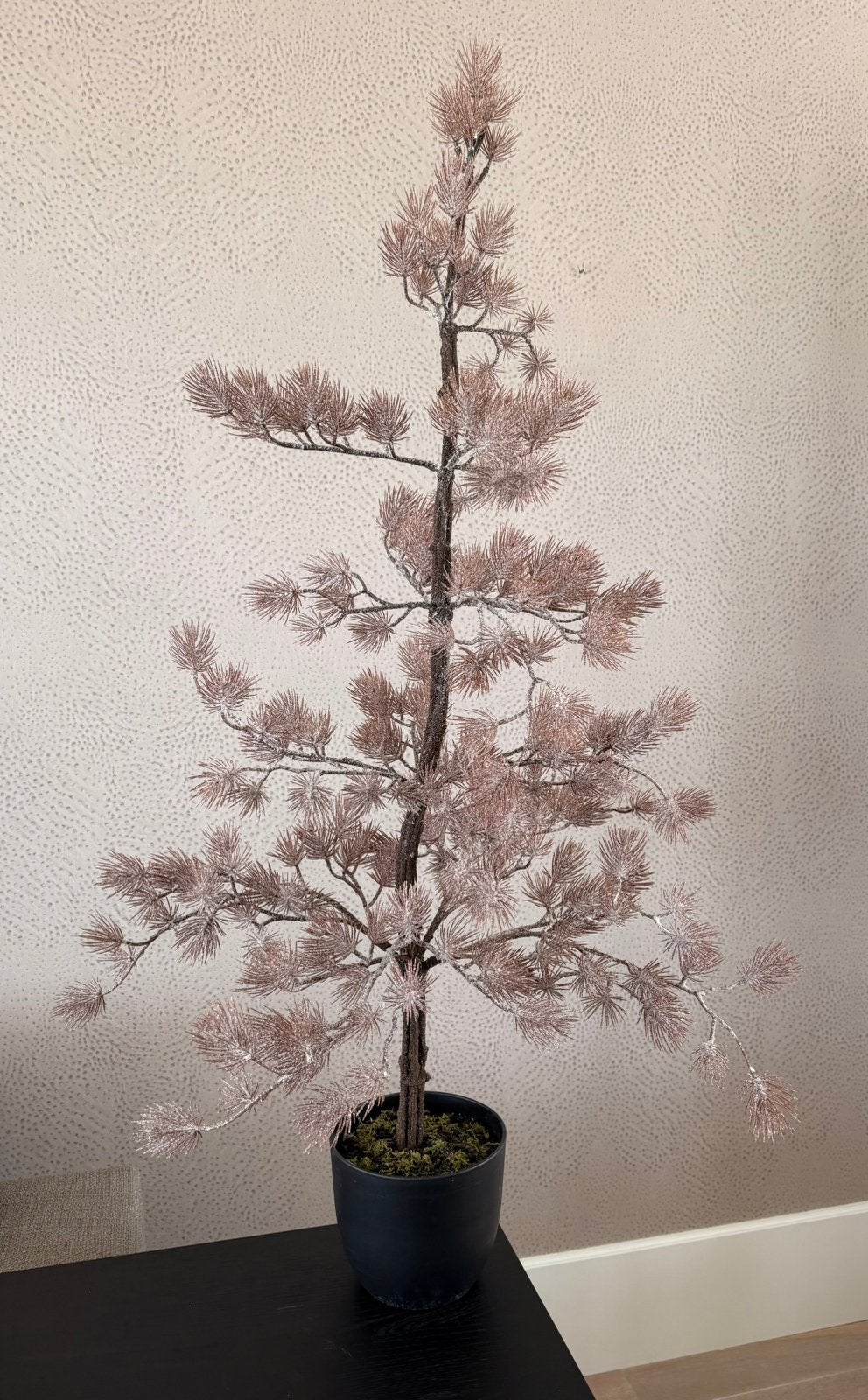 Oudroze glitter/sneeuwboompje inclusief pot 140 cm hoog, Ophalen, Zo goed als nieuw