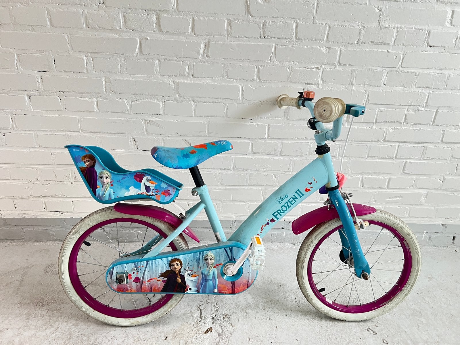 Disney Frozen II Kinderfiets 16 inch met zijwieltjes, Ophalen, Terugtraprem, Zijwieltjes, 16 tot 20 inch