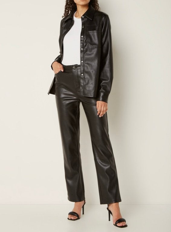 Mooie NA-KD leather-faux blouse (nieuw!!!) met prijskaart, NA-KD, Verzenden, Zwart, Nieuw