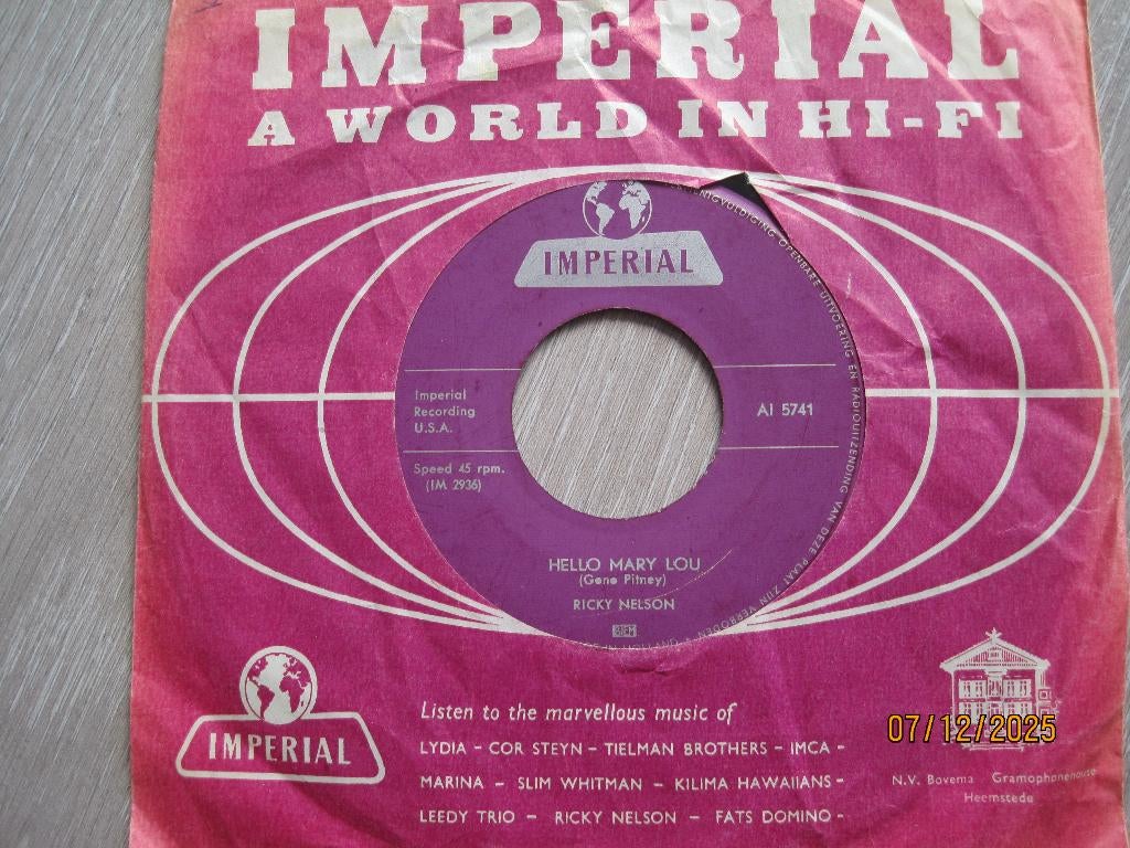 Ricky Nelson   -   Hello mary lou, Gebruikt, Verzenden, 7 inch, Single