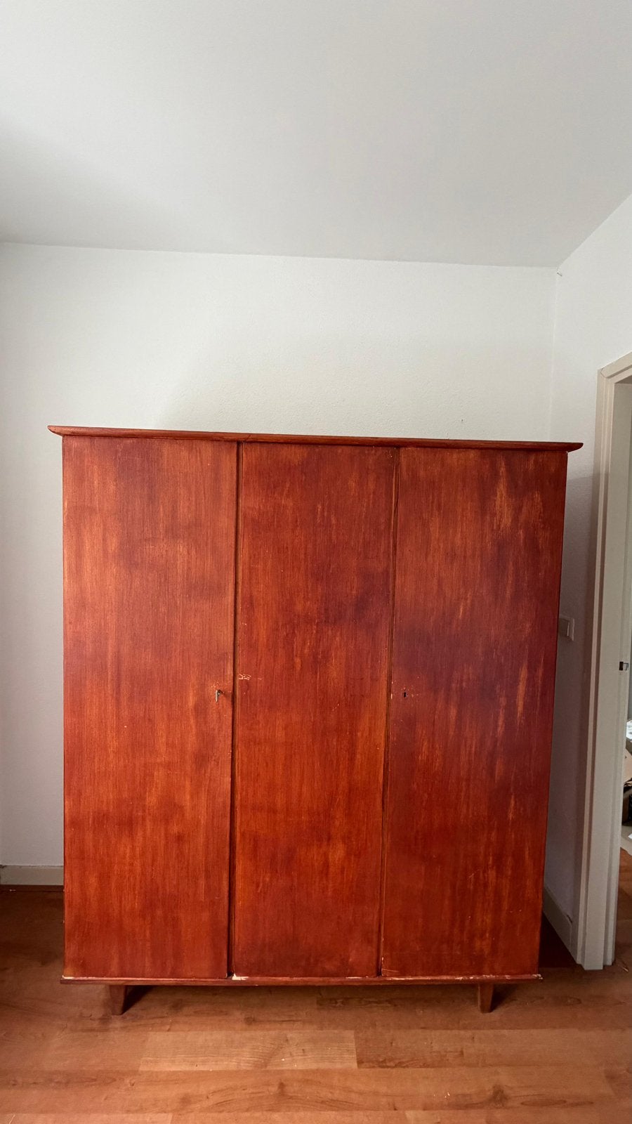 Vintage Deense Kledingkast - Drie Deuren, Hout, Ophalen, Gebruikt, 100 tot 150 cm, Deens vintage