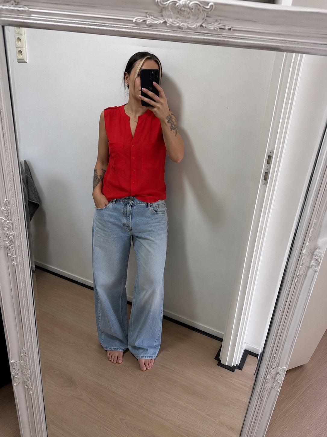 Rode mouwloze blouse van Mango, Ophalen of Verzenden, Zo goed als nieuw, Maat 38/40 (M), Rood