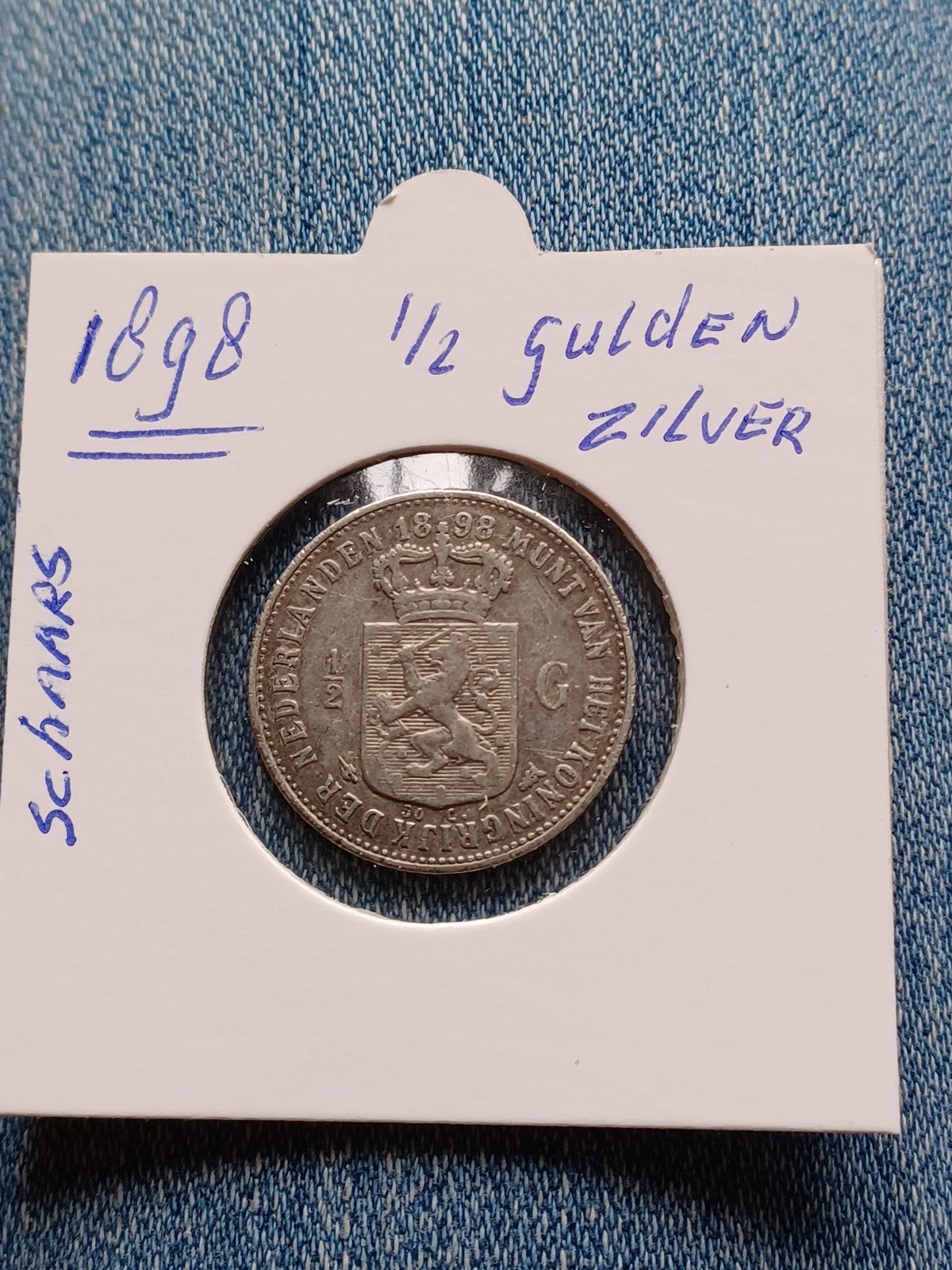 munt 1898 1/2 gulden Nederland zilver schaars, ½ gulden, Zilver, Ophalen of Verzenden, Koningin Wilhelmina
