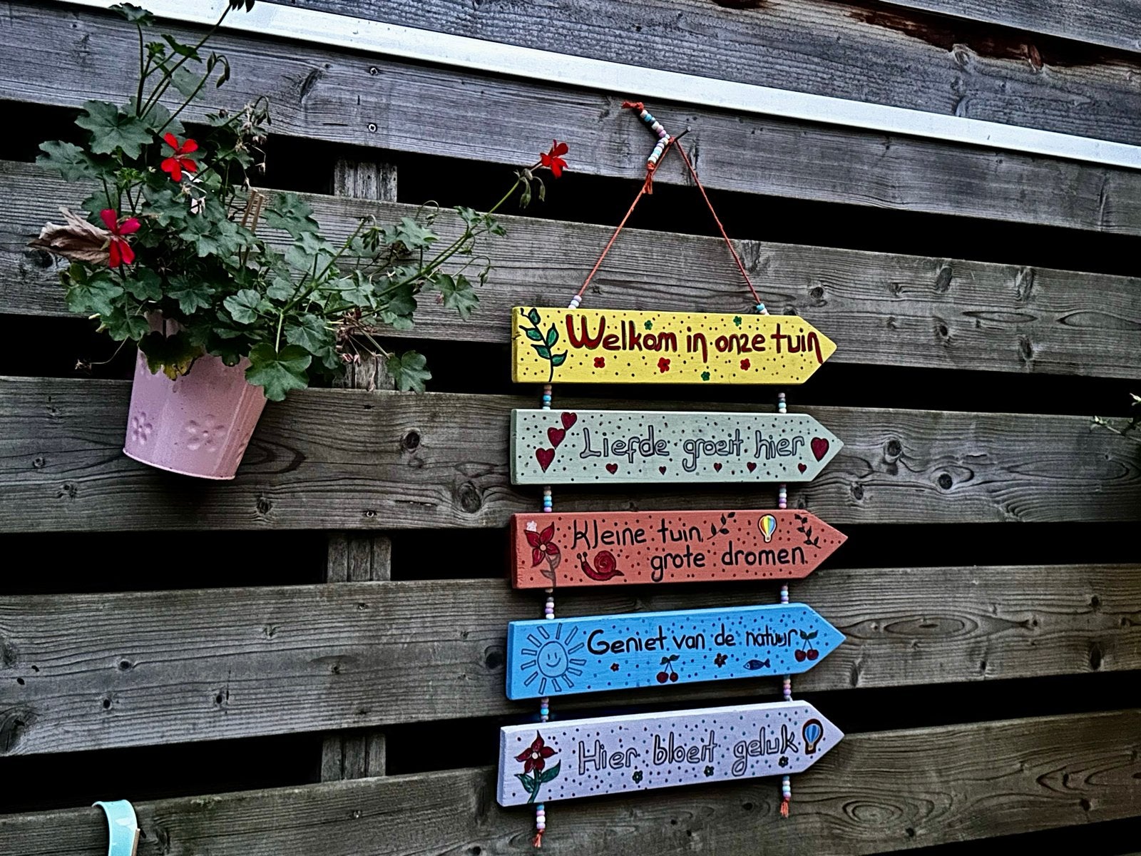 Decoratief Tuinbord 'Welkom in onze tuin' - Handgemaakt, Tuin en Terras, Ophalen of Verzenden, Gebruikt