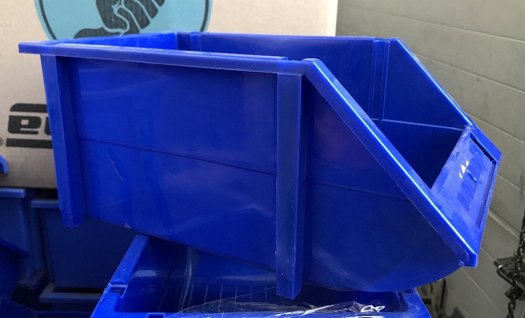 Stapelbakjes, blauw, 21x35x14 cm, 15x26x12 cm, 12x18x8 cm, Doe-het-zelf en Verbouw, Ophalen, Gebruikt, Minder dan 50 cm, Minder dan 40 cm
