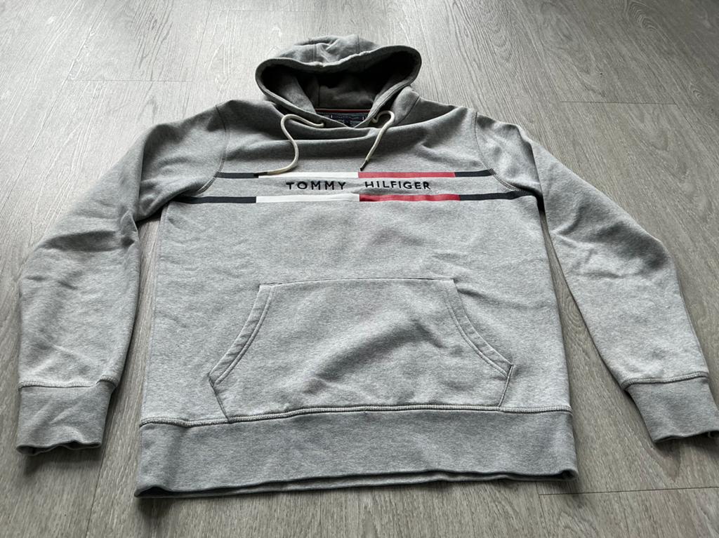 Tommy Hilfiger capuchon trui/hoodie, Ophalen of Verzenden, Zo goed als nieuw, Grijs