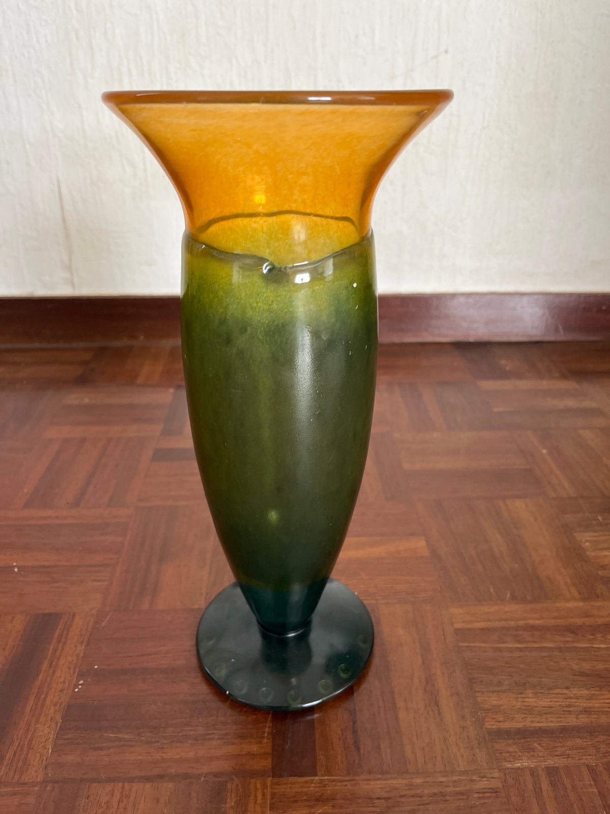Kosta Boda Glazen Vaas Oranje Groen Vintage, Ophalen of Verzenden
