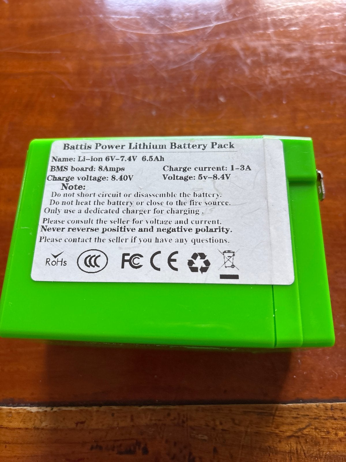 Battis Power Lithium Batterij 6V-7.4V 6.5Ah, Audio, Tv en Foto, Accu's en Batterijen, Ophalen of Verzenden, Nieuw, Oplaadbaar
