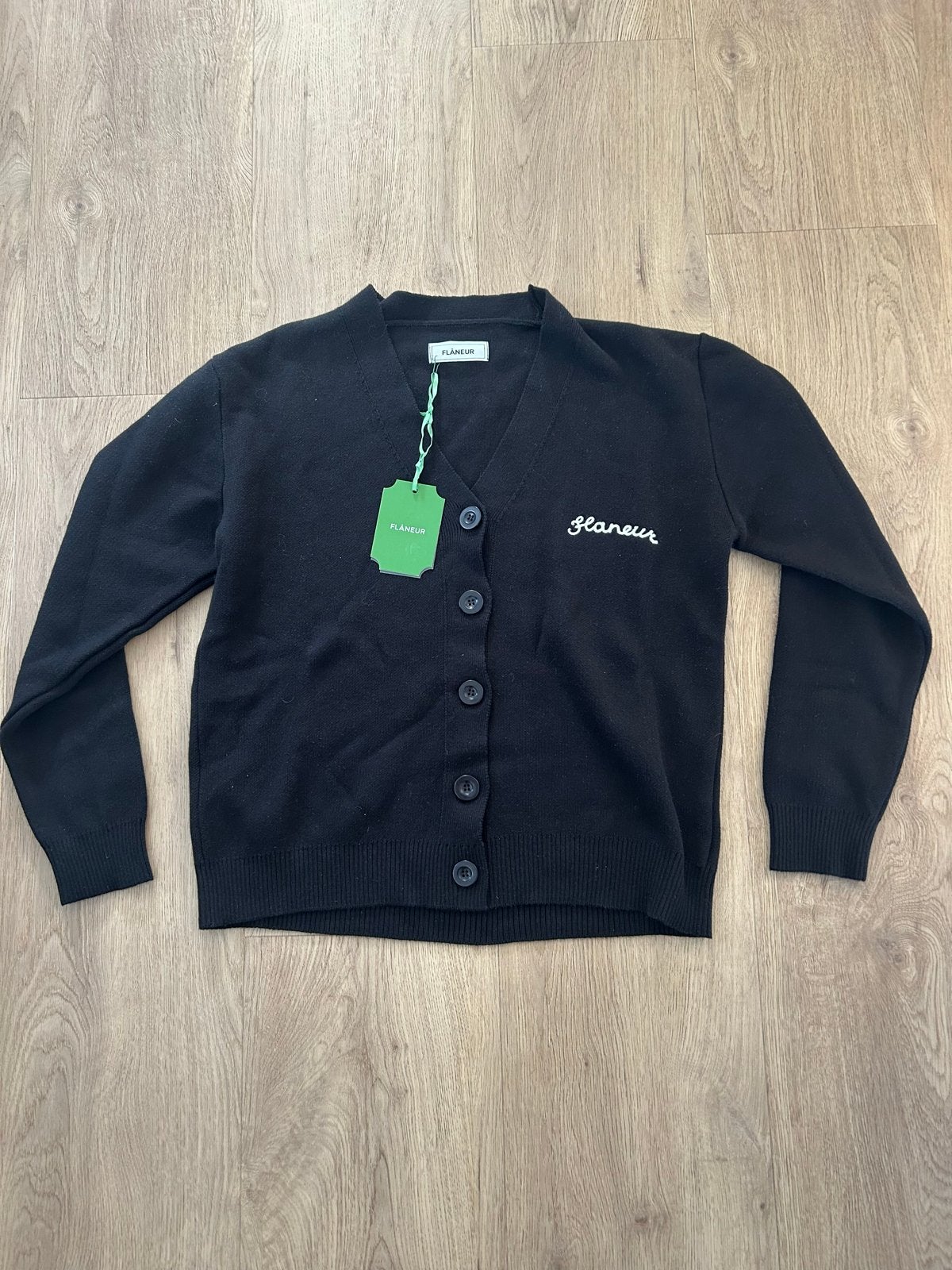 Flâneur Zwart Cardigan met Geborduurd Logo - Nieuw, Kleding | Heren, Truien en Vesten, Verzenden, Nieuw, Maat 48/50 (M), Zwart