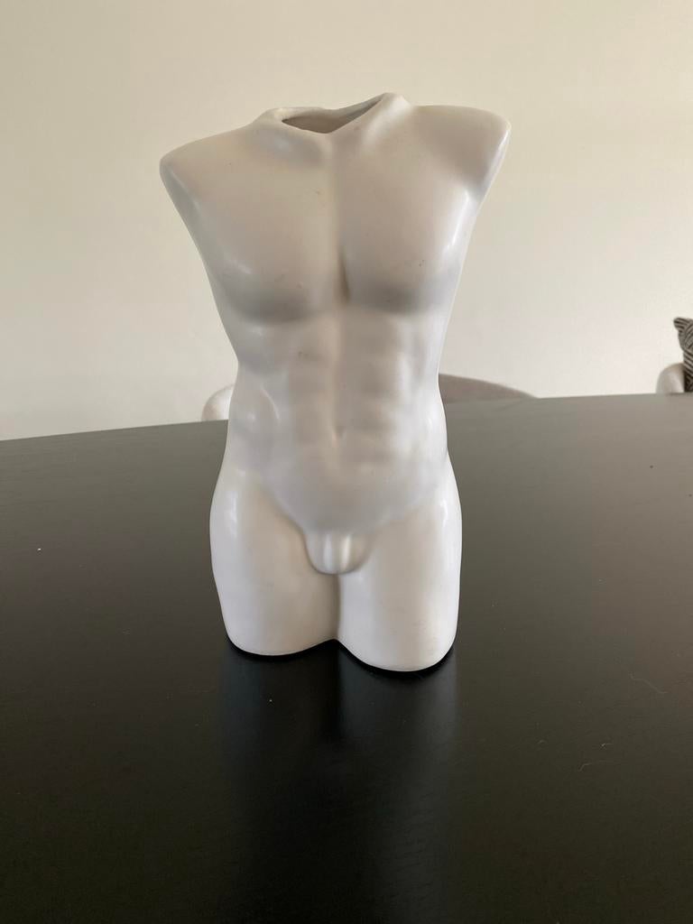 Witte torso vaas - decoratief object, Wit, Aardewerk of Porselein, Ophalen of Verzenden, Zo goed als nieuw