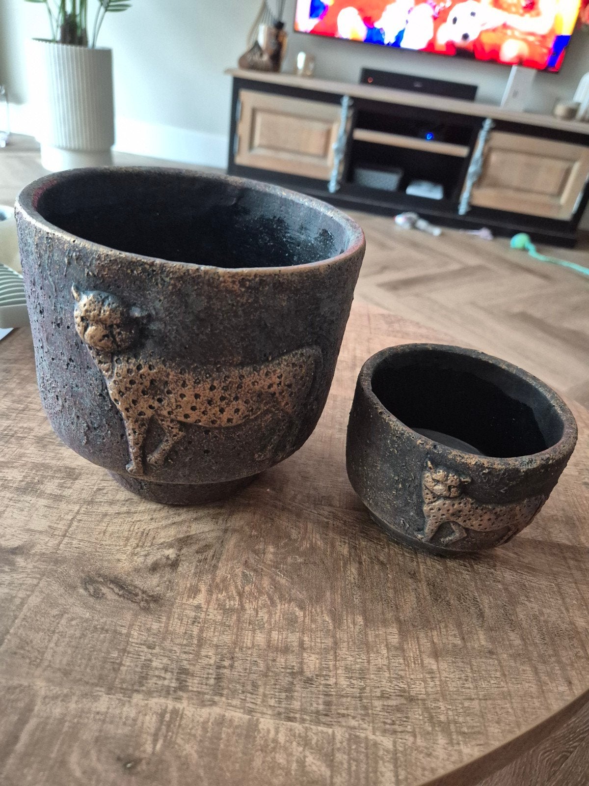 Nieuw 2 potten tijger print, Tuin en Terras, Rond, Nieuw, Ophalen of Verzenden, Balkon