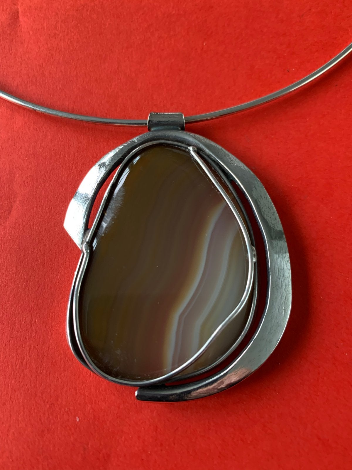 Zilveren spang met agaat hanger, Ophalen of Verzenden, Nieuw, Zilver, Met edelsteen