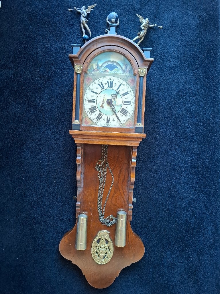 Wandklok (niet werkend), Ophalen, Bruin, Antiek, Analoog