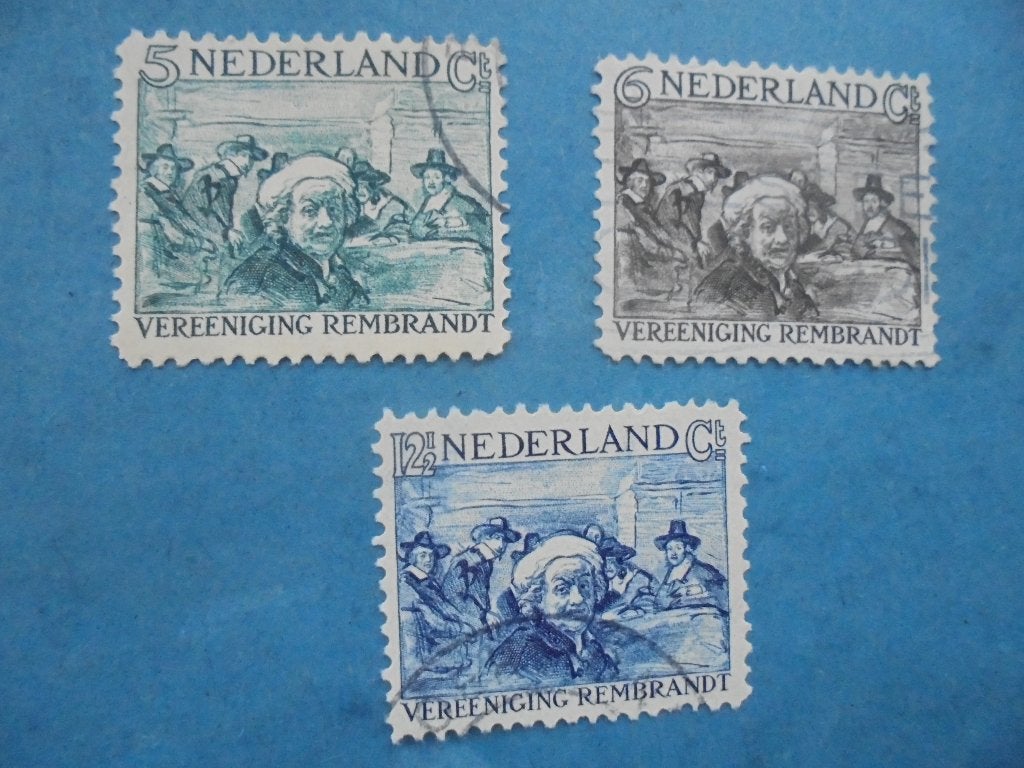 3 Postzegels Nederland 1930, serie Rembrandt-zegels, Ophalen of Verzenden, T/m 1940, Gestempeld