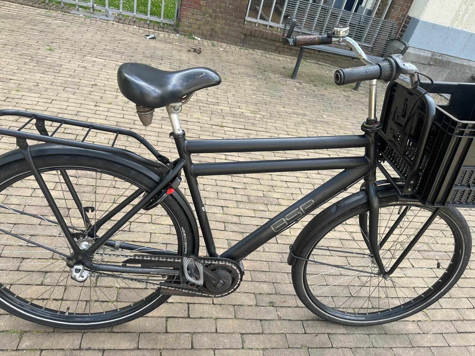 BSP Transportfiets Zwart met krat en bagagedrager, Terugtraprem, Versnellingen, Ophalen, Overige merken