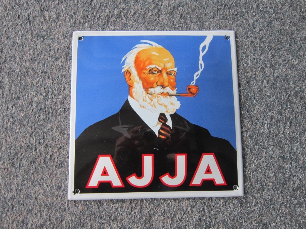 AJJA TABAK EMAILLE RECLAMEBORD, Verzamelen, Ophalen, Zo goed als nieuw, Reclamebord