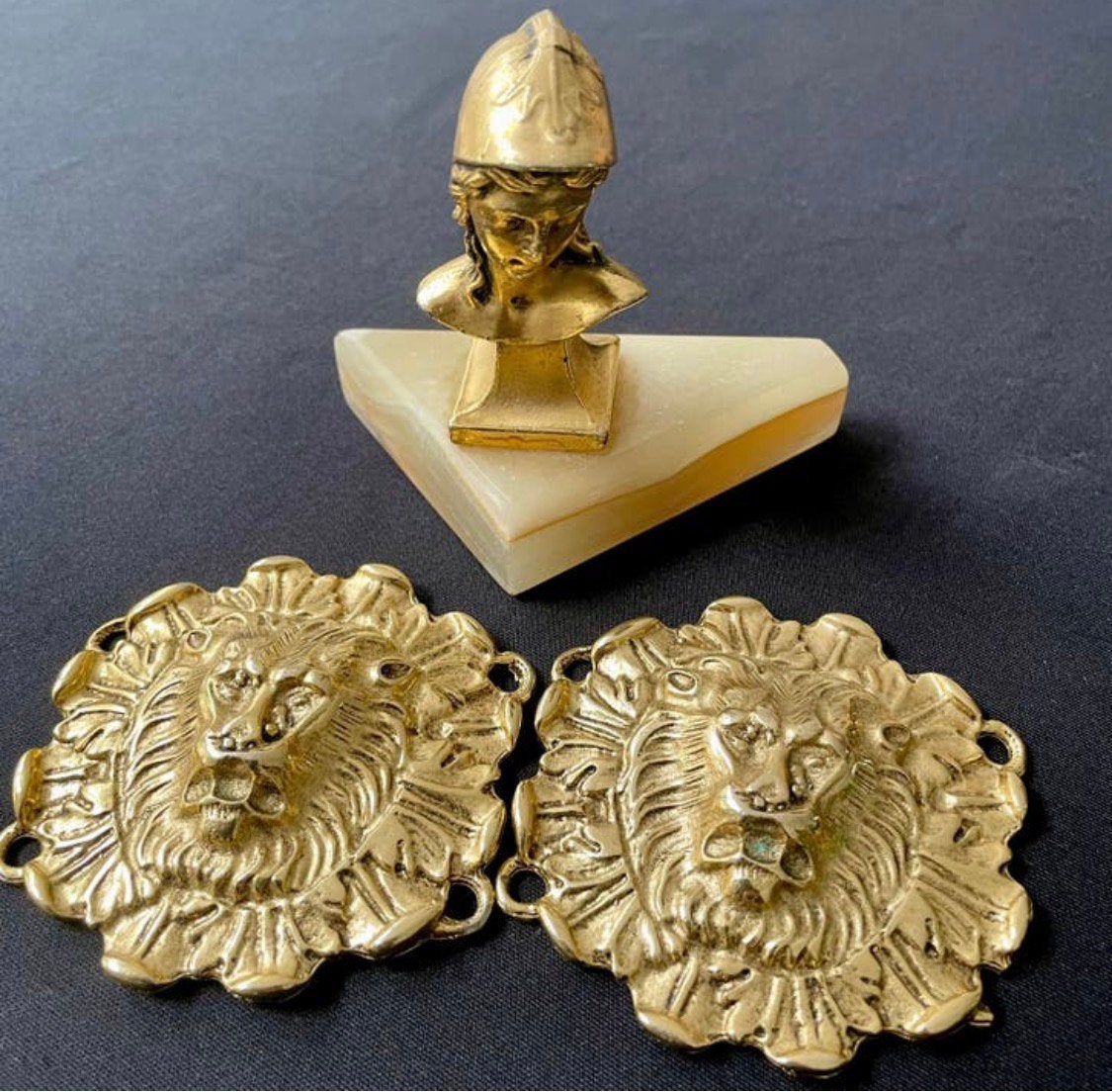 Antiek Bronzen buste van Alexander de Grote op marmer,, Antiek en Kunst, Ophalen of Verzenden