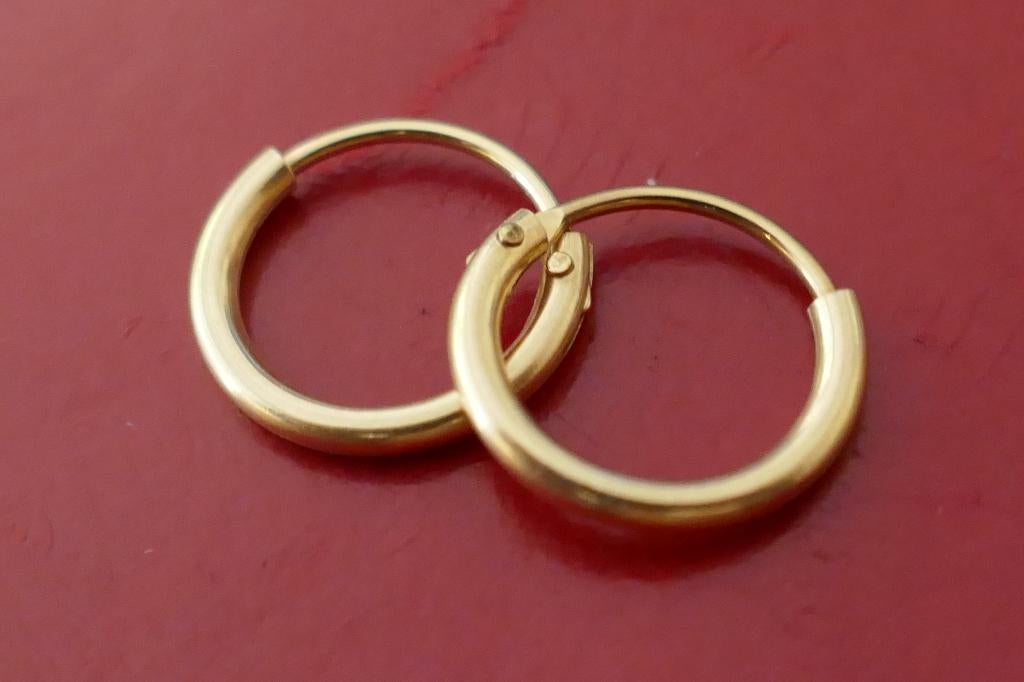 Goud vergulde creolen oorbellen, Overige materialen, Verzenden, Nieuw, Knopjes of Stekers