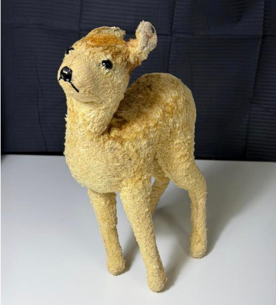 Antieke Steiff ree 1930 met knopje//Zeldzaam van Pluchen, Ophalen of Verzenden