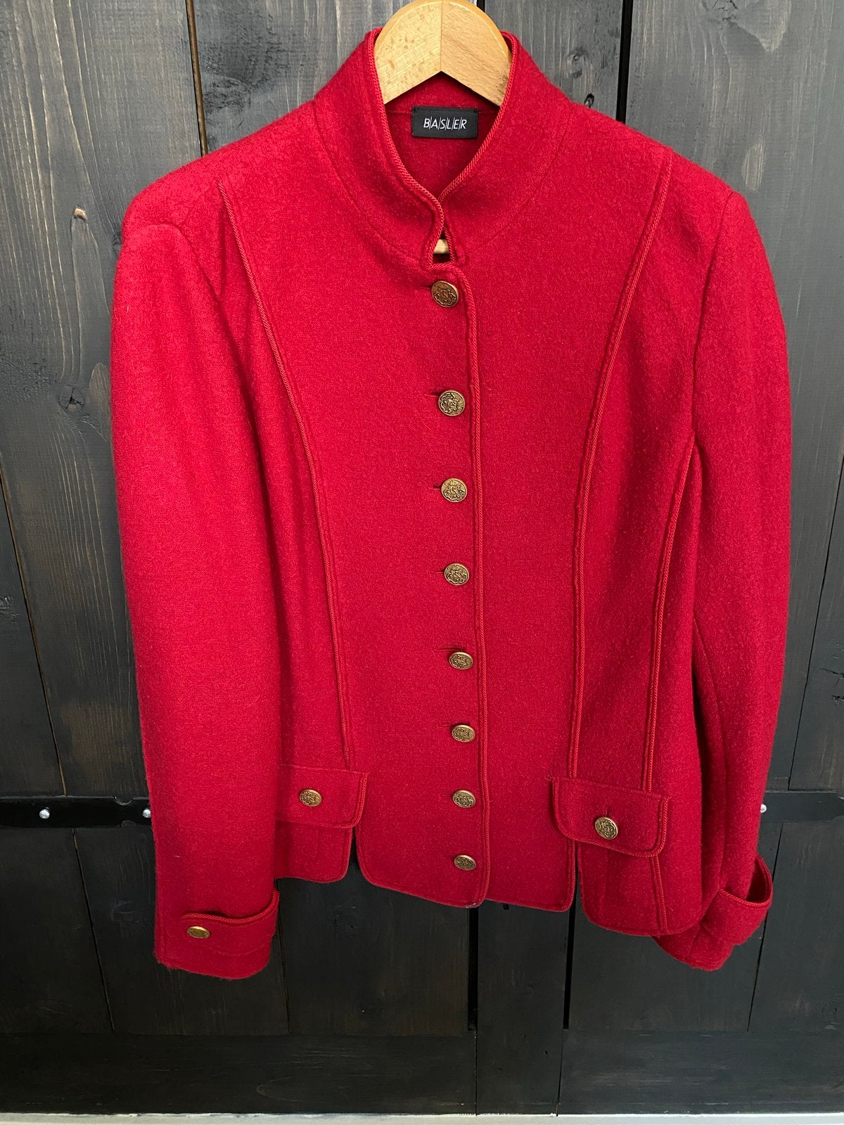 Basler rood wollen jasje met gouden knopen, Kleding | Dames, Jassen | Winter, Ophalen of Verzenden, Zo goed als nieuw, Maat 42/44 (L)