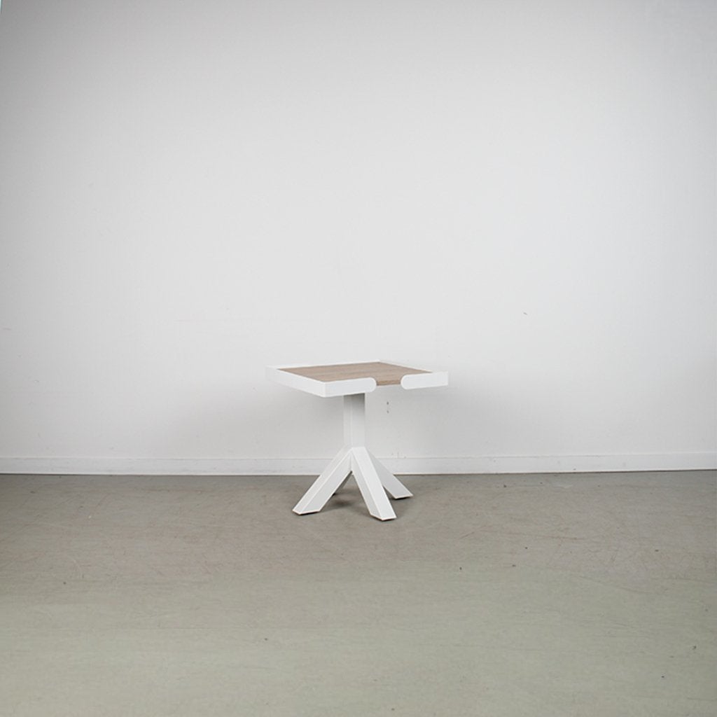 1x Gispen Dukdalf Tafel – Vierkant Wit met Hout inleg 50 cm, Huis en Inrichting, Minder dan 55 cm, Ophalen of Verzenden, Zo goed als nieuw