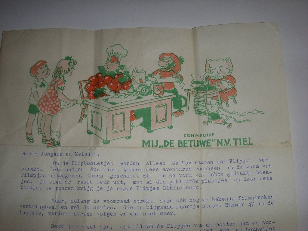OUDE brief Mij De Betuwe N.V Tiel, Flipje, Ophalen of Verzenden, Gebruikt, Gebruiksvoorwerp