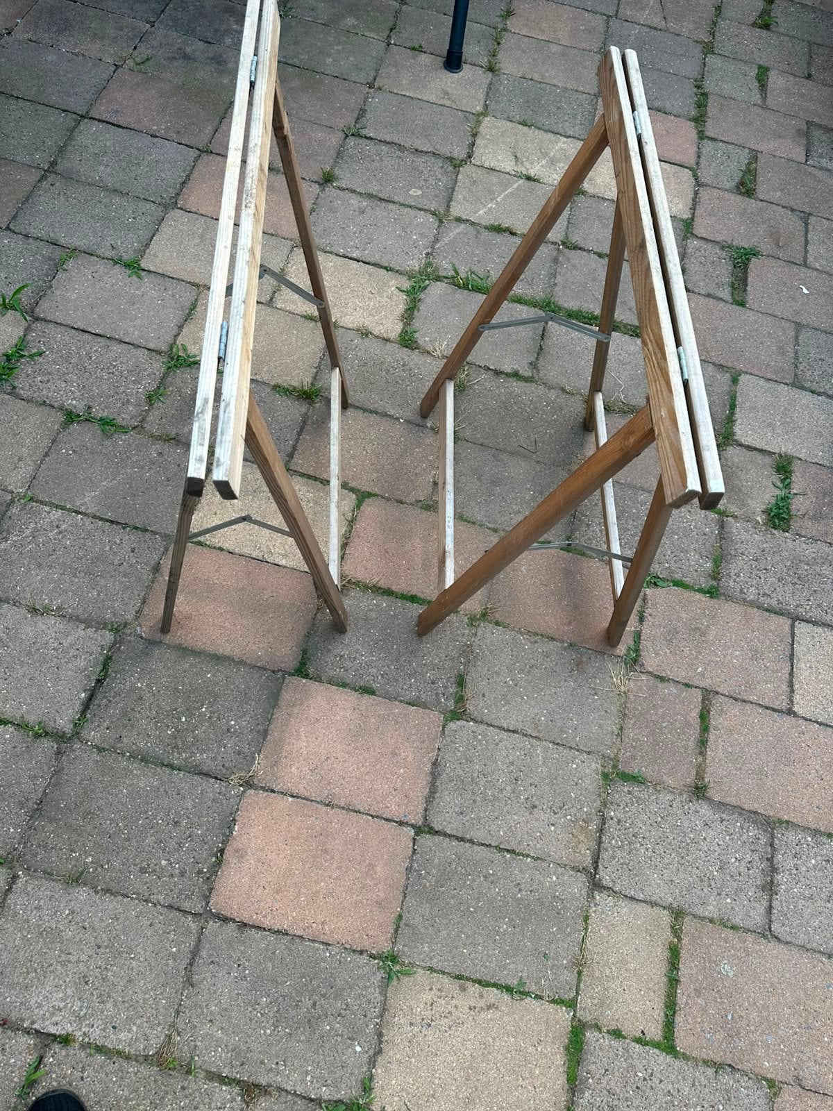 2x Houten Schragen / Werkbokken - Opklapbaar, Doe-het-zelf en Verbouw, Steigers, Ophalen of Verzenden, Zo goed als nieuw, Overige typen