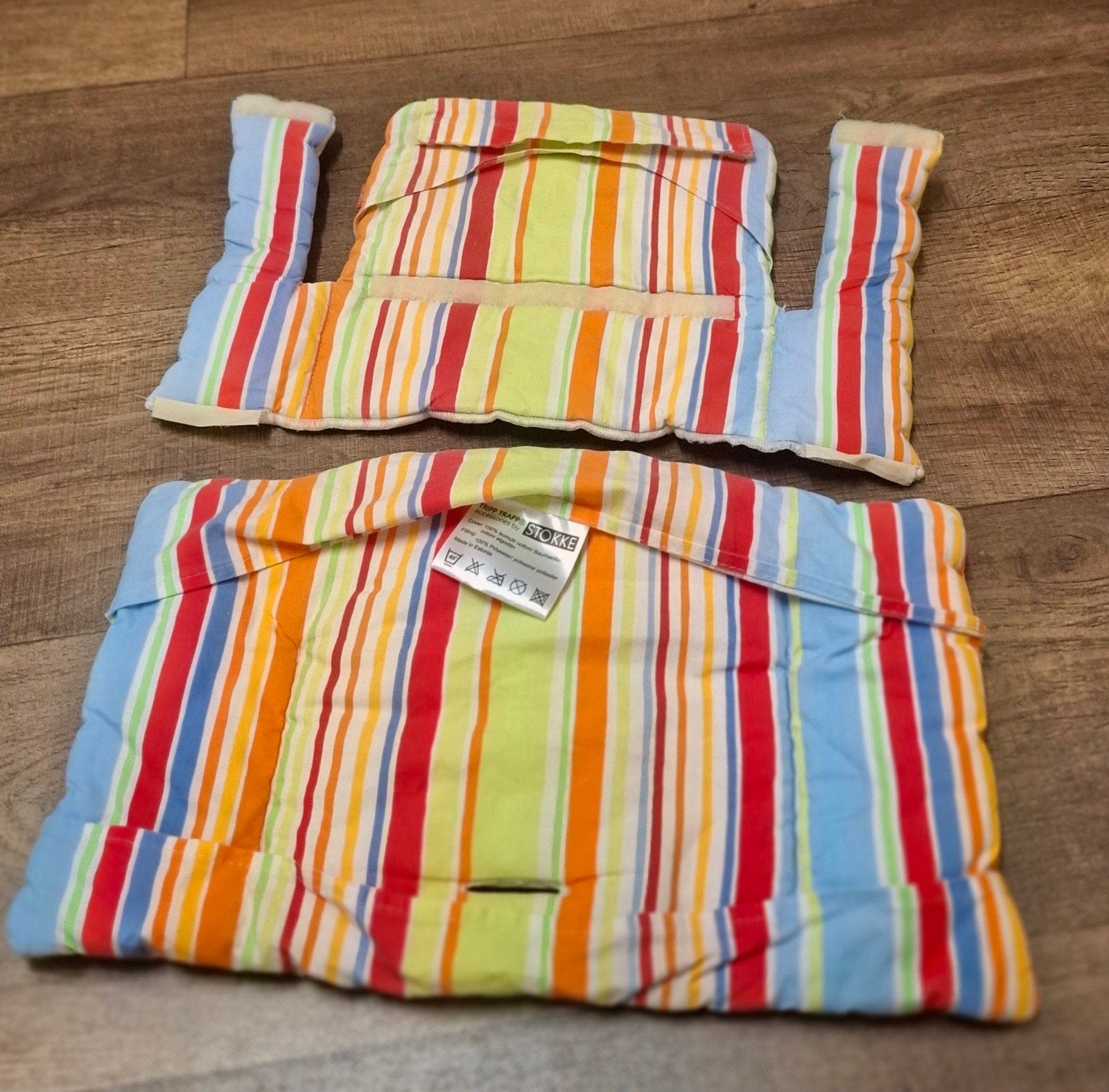 Stokke Tripp Trapp kussen regenboog gestreept, Ophalen, Gebruikt, Meegroeistoel, Stoelverkleiner