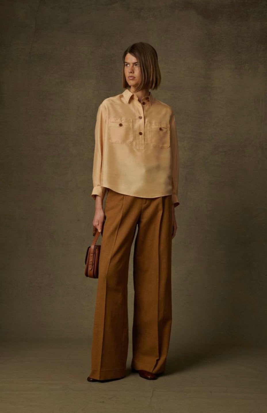 SOEUR Silk Beige Shirt Blouse Luxury Minimalism Oversized M, Kleding | Dames, Ophalen of Verzenden, Zo goed als nieuw, Maat 38/40 (M)