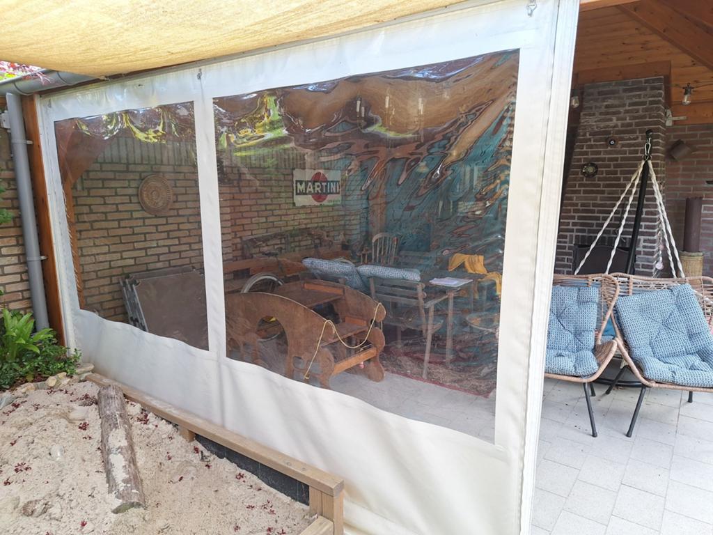 Zijwand zeil veranda terrasoverkapping afdak ral 9001, Tuin en Terras, Ophalen, Gebruikt, Minder dan 5 meter, Overige typen