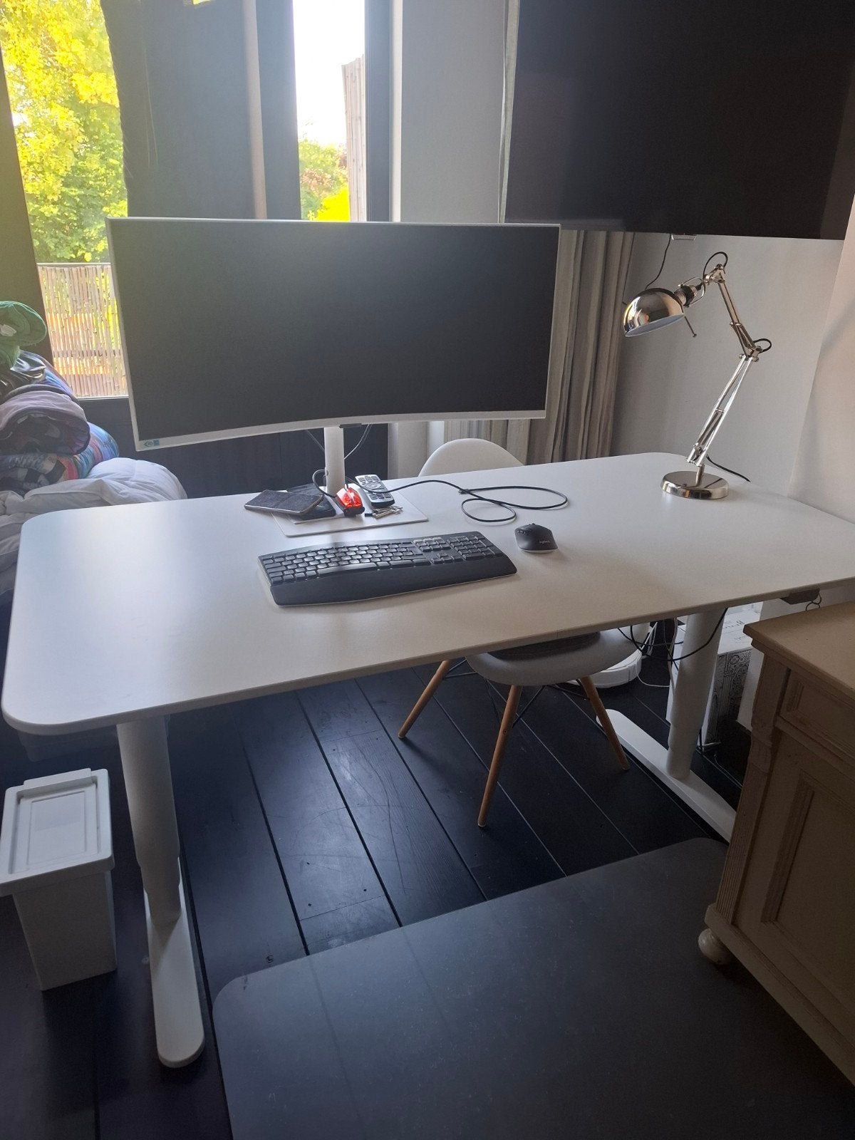 IKEA Zit-sta bureau - Electrisch verstelbaar bureau, Ophalen, Zit-sta bureau, Gebruikt, Spaanplaat of MDF