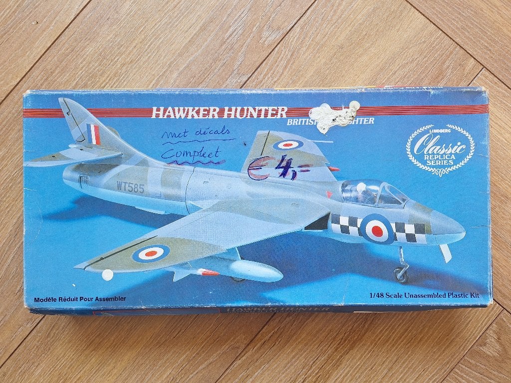 1:48 / 1/48 Lindberg Hawker Hunter, Overige merken, Ophalen of Verzenden, Zo goed als nieuw, Groter dan 1:72