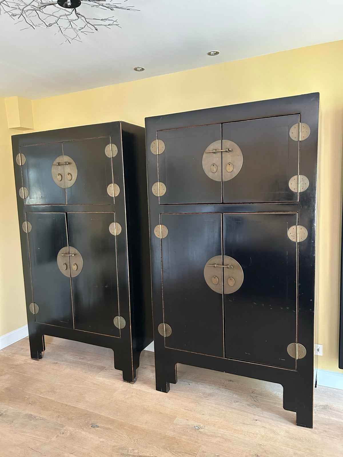 Set van 2 Originele Antieke Chinese Bruidskasten Zwart, Ophalen