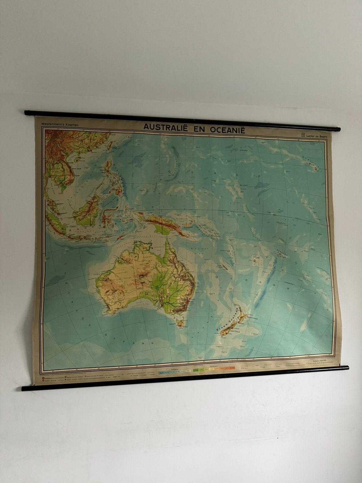 Westermann Schoolkaart kaart Australië Oceanië Landkaart, Antiek en Kunst, Ophalen, Aardrijkskunde
