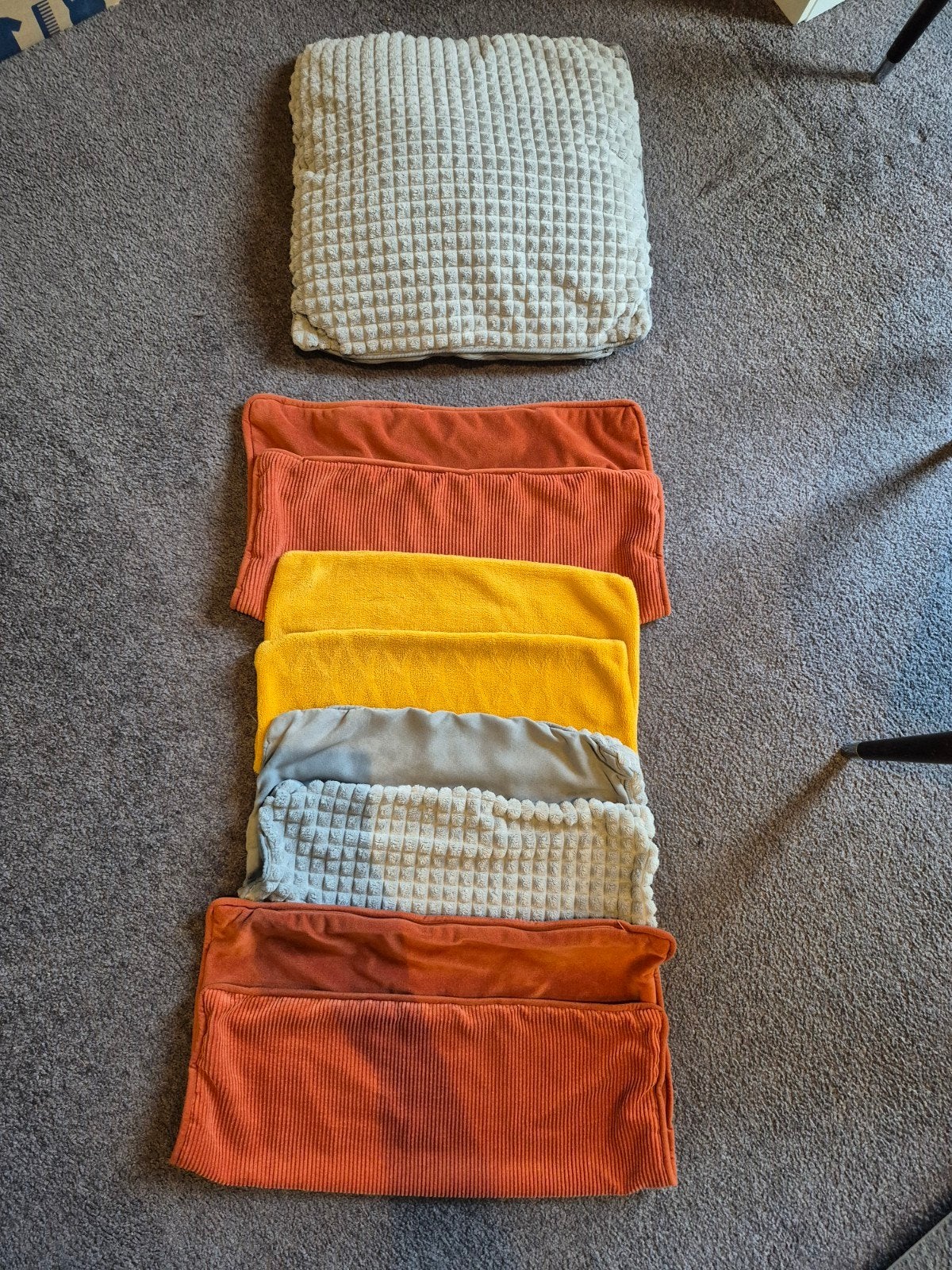 kussenhoes steenrood, grijs, okergeel, Ophalen of Verzenden, Gebruikt, Grijs, Vierkant