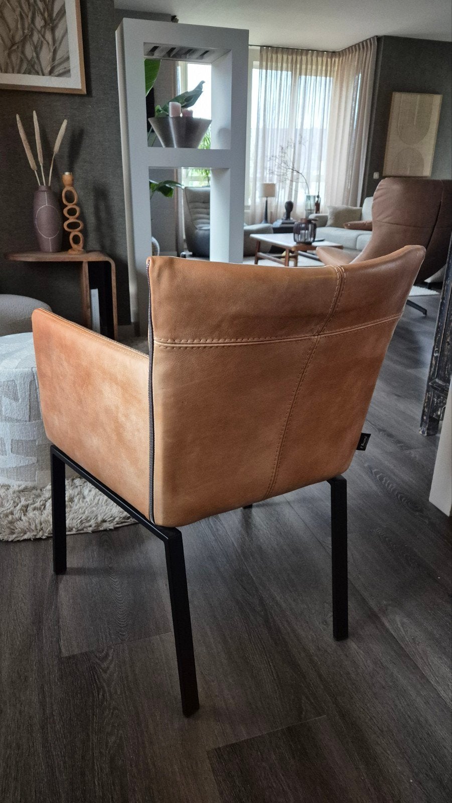 Eetkamerstoelen leder, Ophalen, Gebruikt, Bruin, Leer