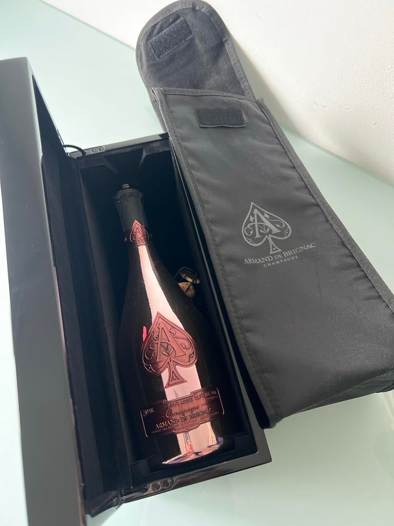 Lege Armand de Brignac Rosé fles met originele box, Ophalen of Verzenden, Gebruikt, Frankrijk, Champagne