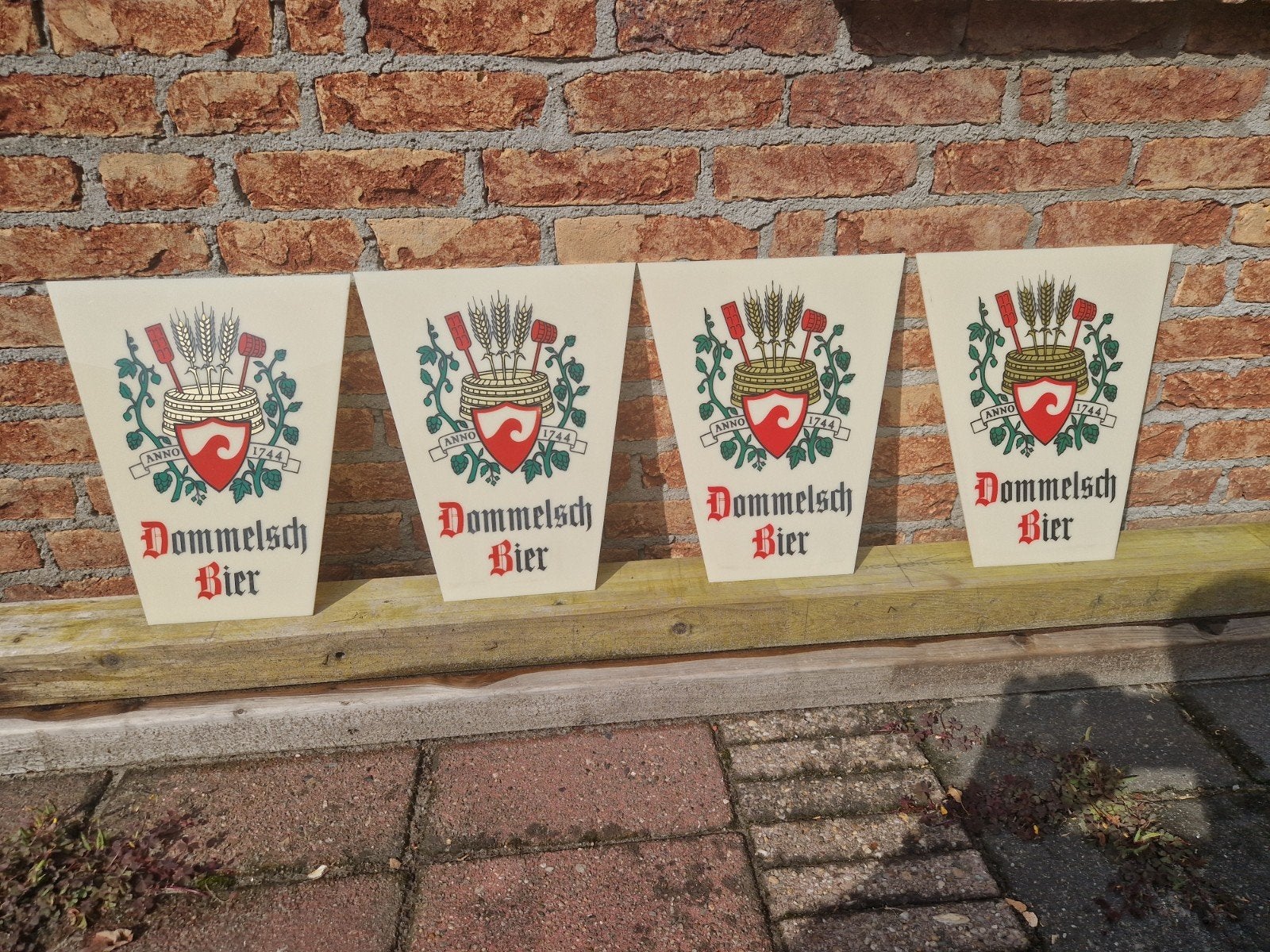 4x Dommelsch Bier  - Vintage Brouwerij Decoratie, Ophalen of Verzenden, Gebruikt, Reclamebord