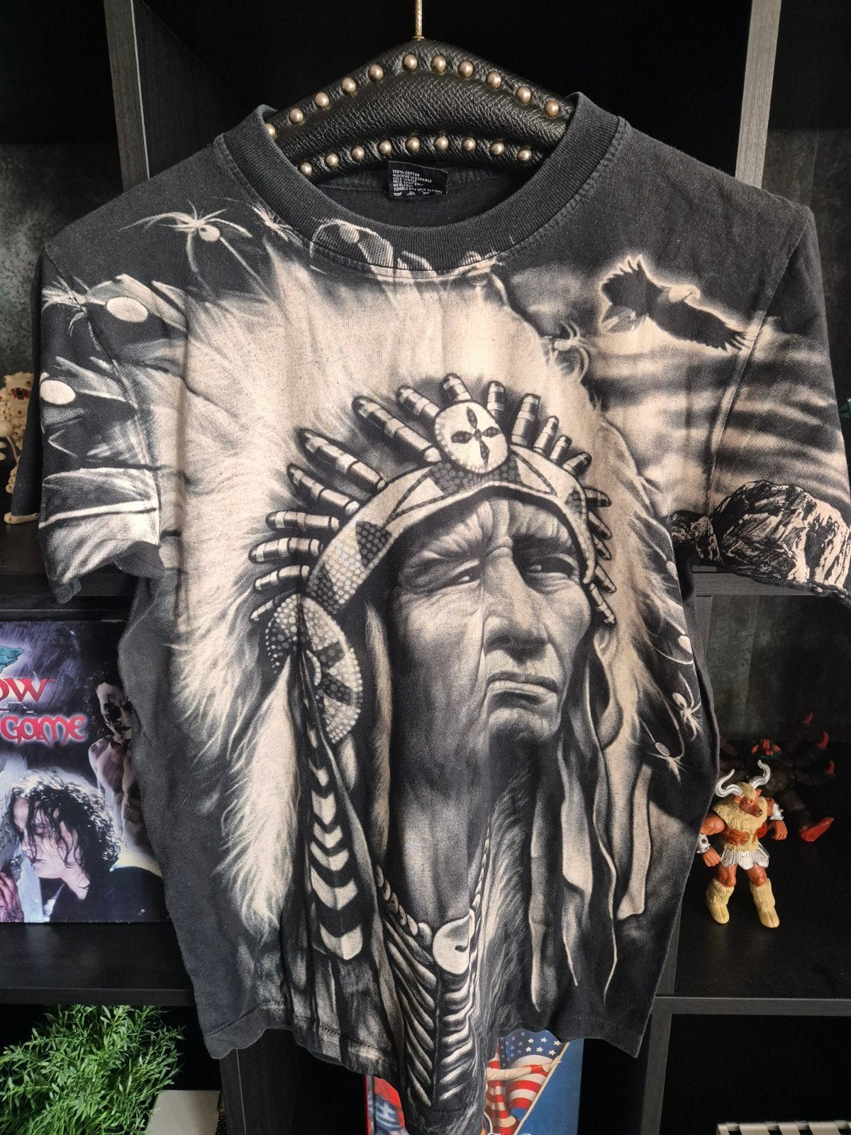 Vintage Indiase Tie-Dye T-Shirt Maat M, Shagall, Maat 48/50 (M), Zwart, Ophalen of Verzenden
