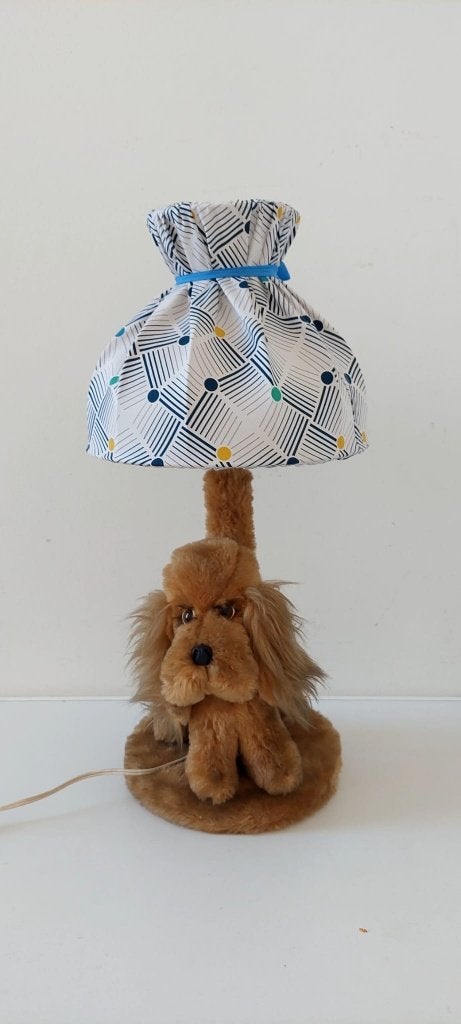 Kitsch Vintage Pluche Honden Lamp Jaren 70/80 retro 45 cm, Ophalen of Verzenden, Huis en Inrichting