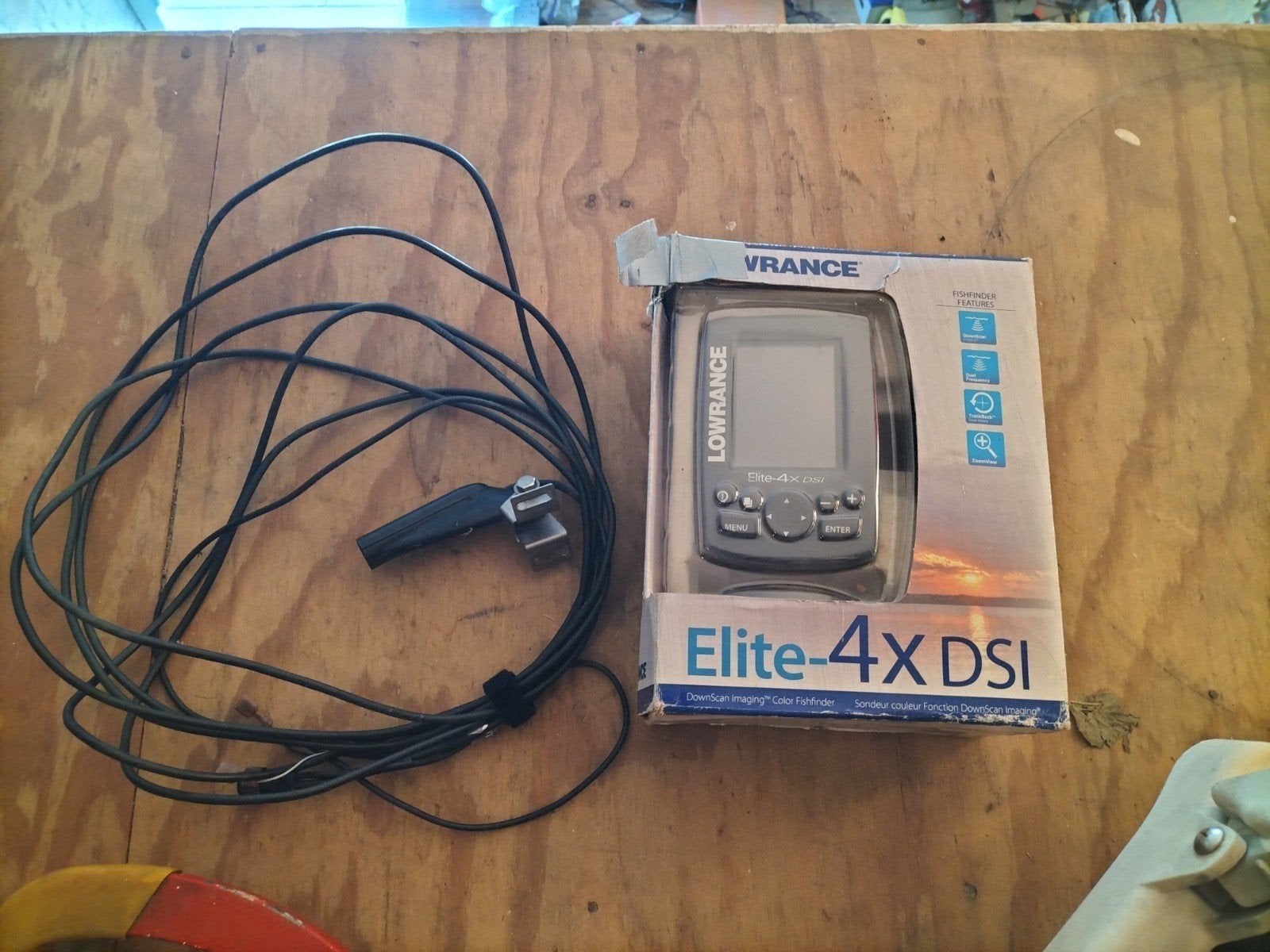 Lowrance Elite-4X DSI Fishfinder - Voedingskabel ontbreekt, Ophalen of Verzenden, Gebruikt, Kaartplotter of Fish Finder