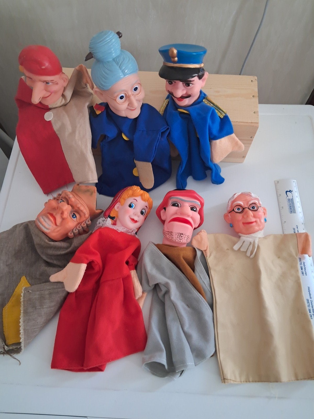 Set van 7 vintage poppenkastpoppen (jaren '70), Ophalen of Verzenden, Gebruikt, Overige typen