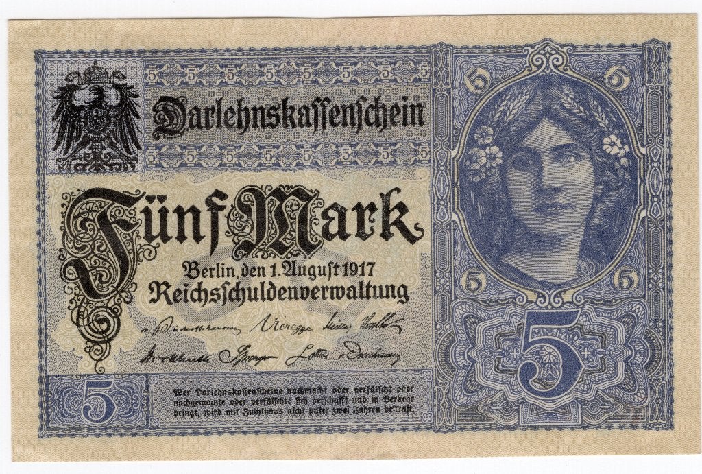 Duitsland 5 Mark 1917 a / unc, Postzegels en Munten, Bankbiljetten | Europa | Niet-Eurobiljetten, Verzenden, Duitsland