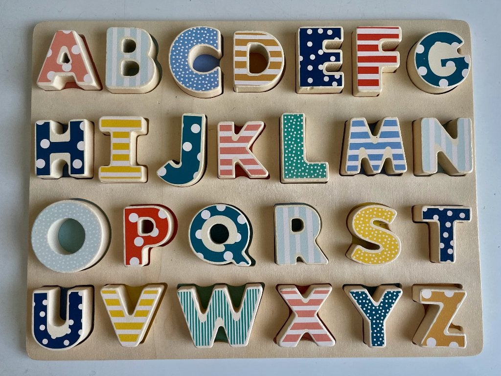 Houten Alfabet Puzzel Letters - HEMA, Ophalen of Verzenden, Zo goed als nieuw, Taal en Lezen