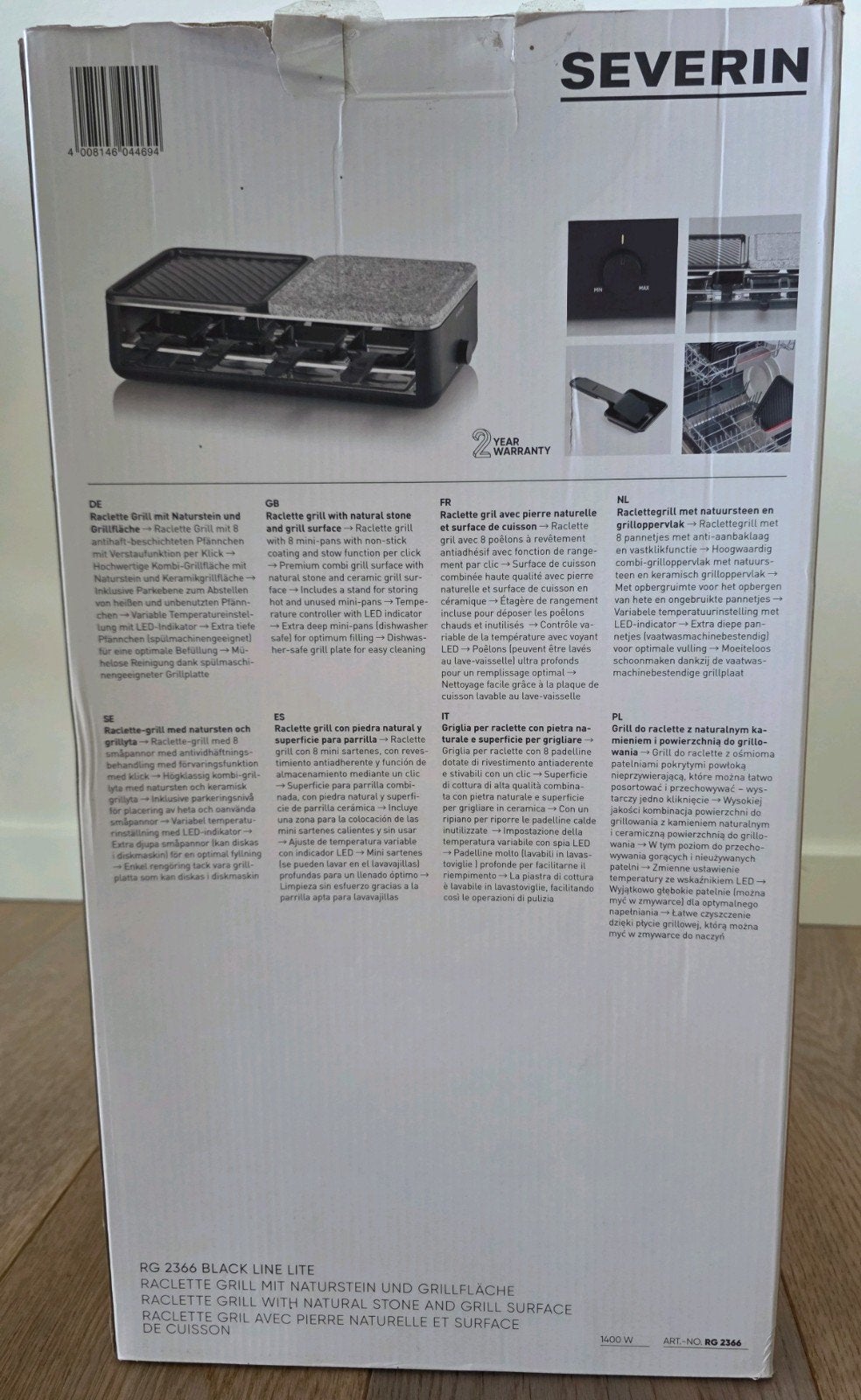 Severin Raclette Grill met Natuursteen en Grilloppervlak, Overige typen, Nieuw, Ophalen of Verzenden, Zwart