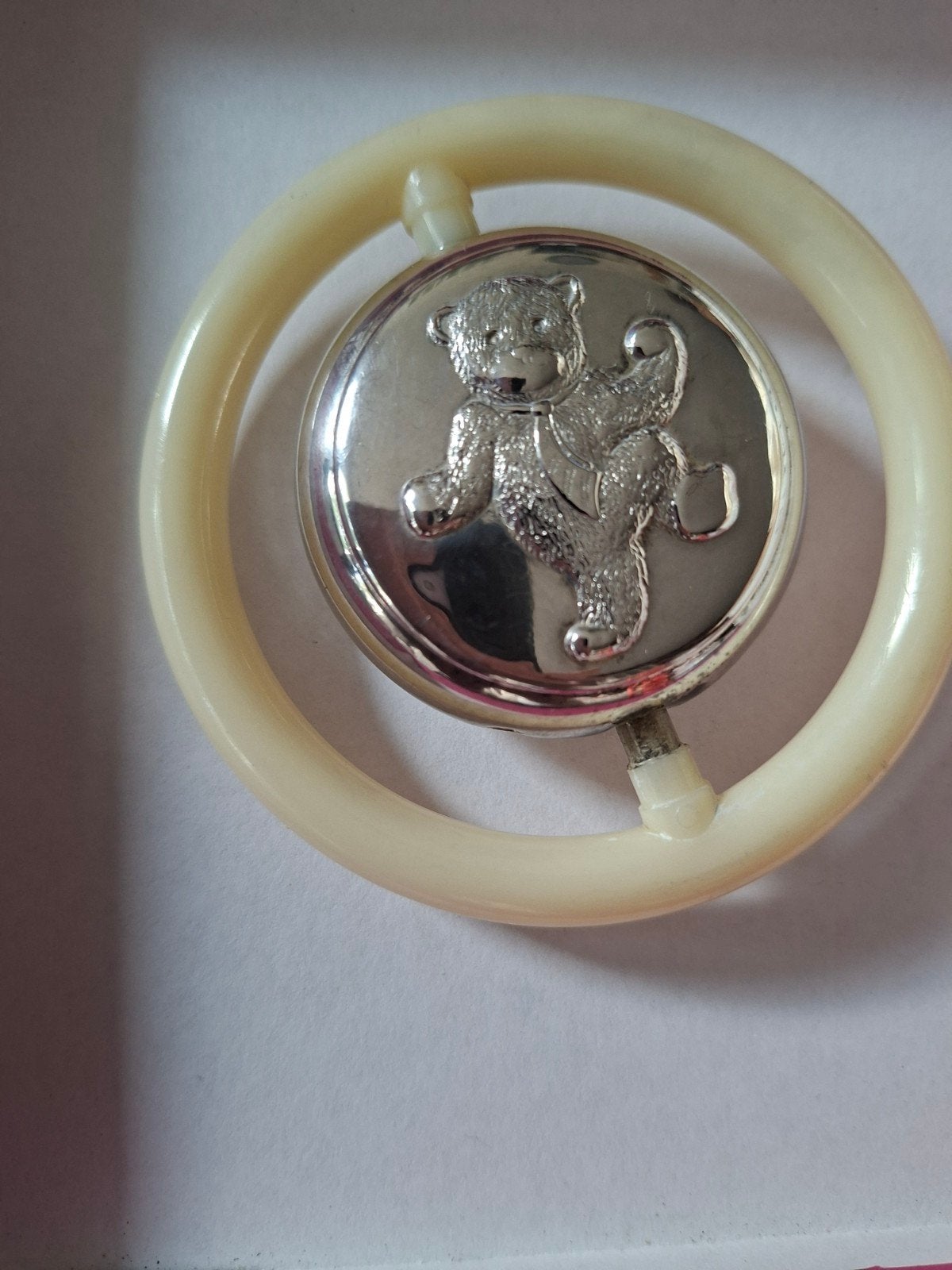 Mooie Oude verzilverde bijtring-rammelaar (Beer) ️ ❤️, Ophalen of Verzenden, Zilver