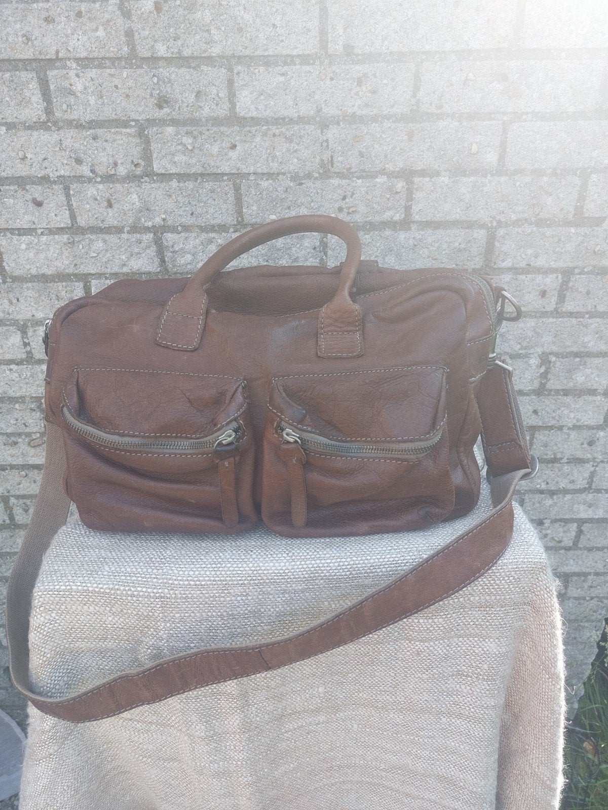 Cowboysbag bruin leer zgan, Ophalen of Verzenden, Zo goed als nieuw, Bruin, Leer
