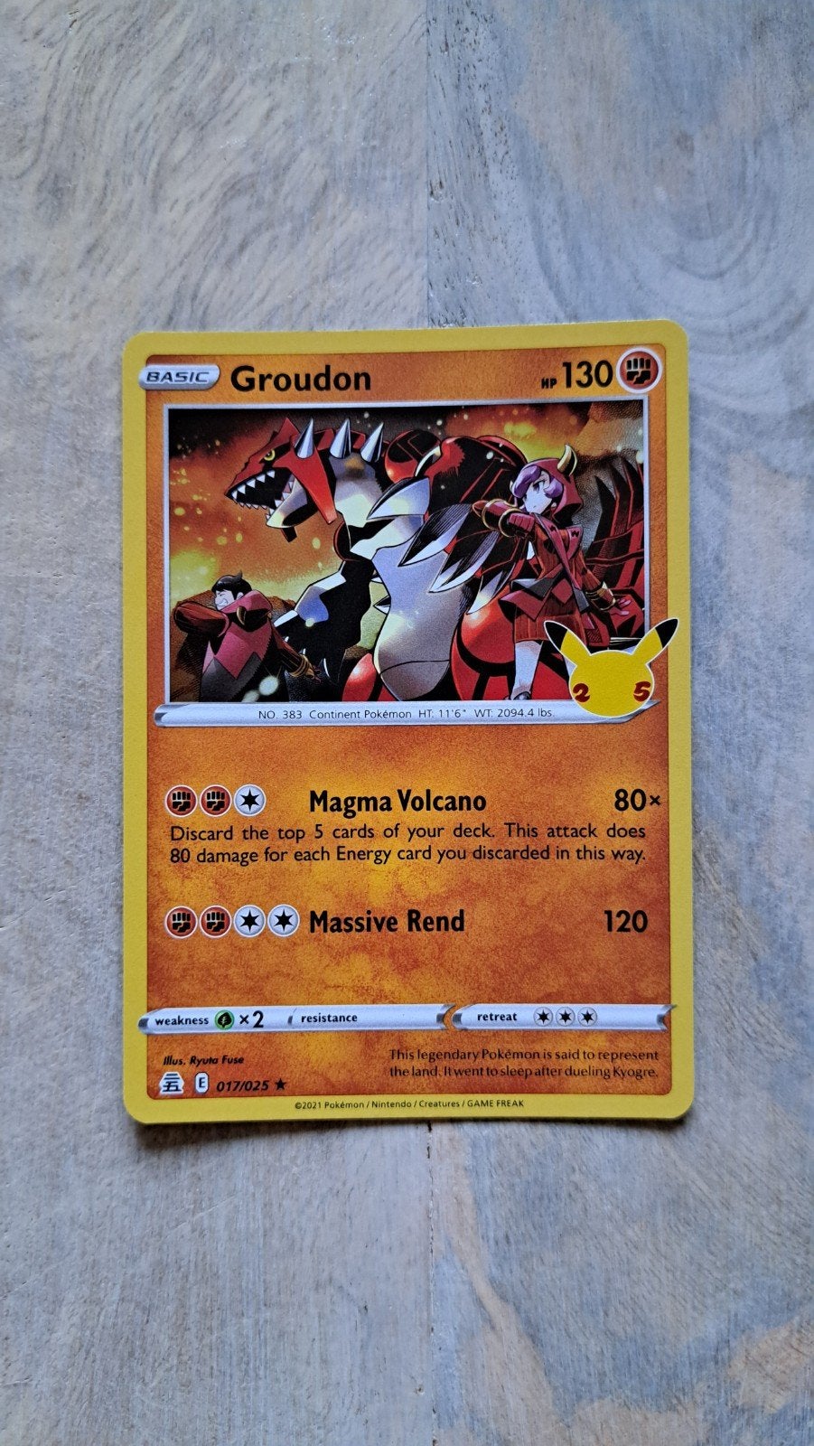 Groudon 017/025 Pokémon Celebrations Kaart, Ophalen of Verzenden, Zo goed als nieuw, Losse kaart, Foil
