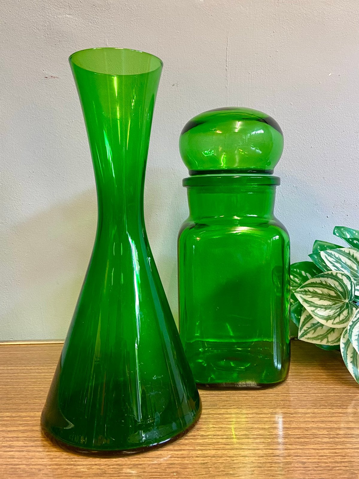 Deens design Holmegaard “winston” karaf vintage groen 50/60, Huis en Inrichting, Woonaccessoires | Vazen, 23 cm, Ophalen of Verzenden