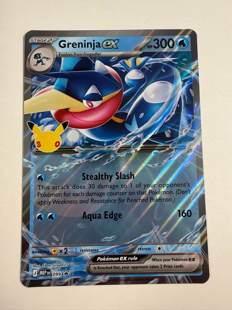 099 Greninja EX Jumbo Promo 30th Celebration Pokemon Kaart, Ophalen of Verzenden, Nieuw, Losse kaart